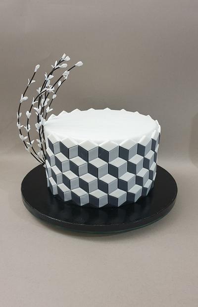 Optical illusion cake with 3D cubes - Cake by iratorte