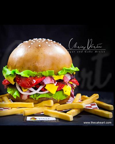 3D Burger Cake - Cake by Chris Durón from thecakeart.academy