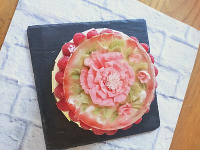 Gelatin flowers Rose - Cake by Graziella Albore