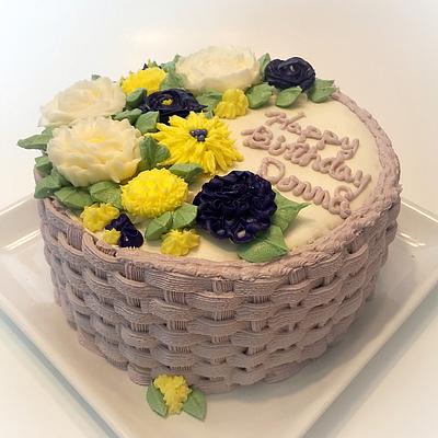 Basket Weave Flowers Buttercream  - Cake by Wendy Army