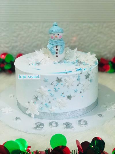 Snowman ⛄️ with snowflakes ❄️  - Cake by Jojosweet