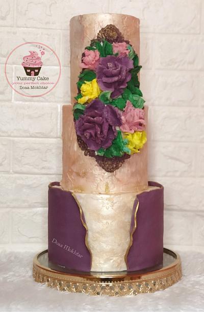 Palette sculpted knife ganache flowers - Cake by Doaa Mokhtar