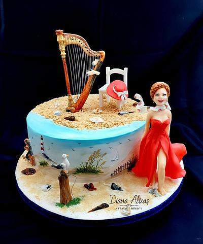Lady in red and the sea - Cake by  Diana Aluaş