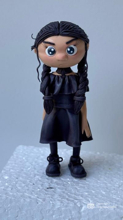 PDF tutorial, halloween   Wednesday Addams inspired , topper, fondant girl - Cake by Miss.whisk