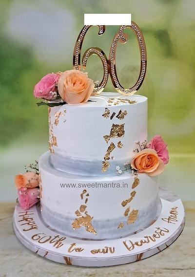 Elegant cake for mom's 60th birthday - Cake by Sweet Mantra Homemade Customized Cakes Pune