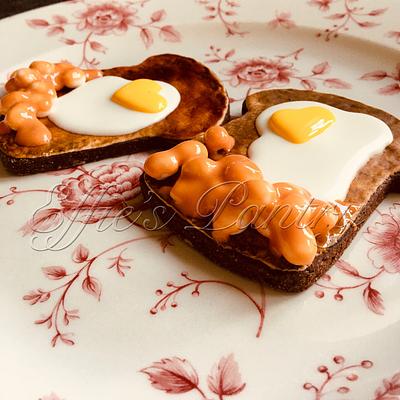 Egg & Beans on toast COOKIES  - Cake by effiespantrycakes