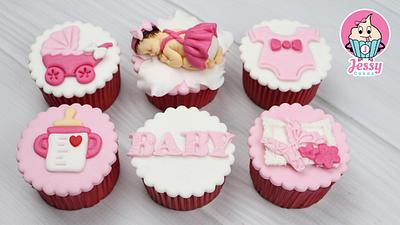Baby shower cupcake - Fondant cupcake baby shower topper - Fondant baby shower cupcake - Cake by Jessy cakes