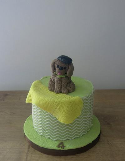 Cute Dog with Yellow Blanket - Cake by The Garden Baker