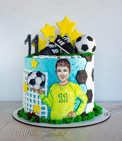 Hand painted soccer player cake. - Cake by TortIva