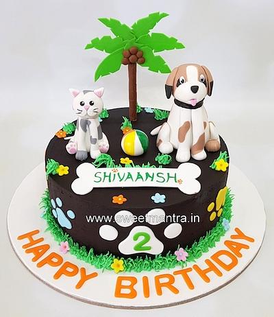 Dog and Cat cake for kid - Cake by Sweet Mantra Homemade Customized Cakes Pune