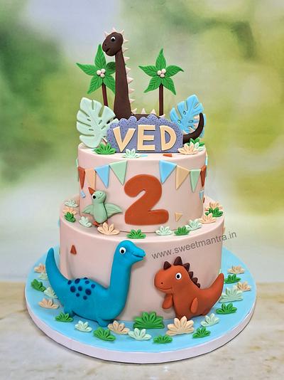 Dinosaur theme cake in 2 tier - Cake by Sweet Mantra Homemade Customized Cakes Pune