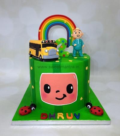 Cocomelon theme cake with JJ and bus - Cake by Sweet Mantra - Custom/Theme cake studio