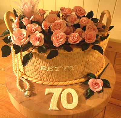 Basket of Roses - 70th Birthday - Cake by Margaret Lloyd