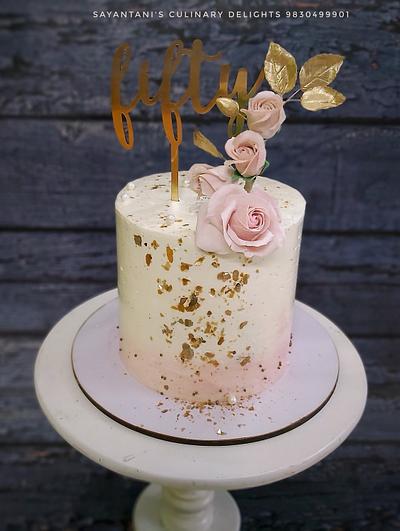 Dusky Pink Floral Cake - Cake by Sayantanis Culinary Delight
