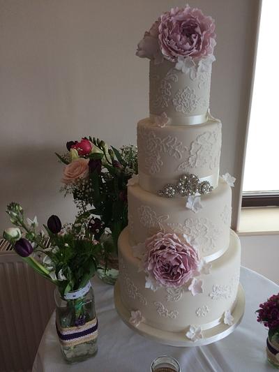 Peony wedding cake  - Cake by Andrias cakes scarborough