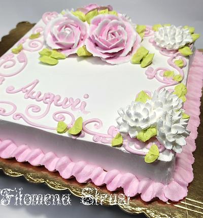 Whippingcream birthday cake - Cake by Filomena