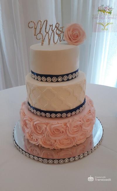 Blush Rosette Wedding Cake - Cake by ShoNuff Sugah's Cakery