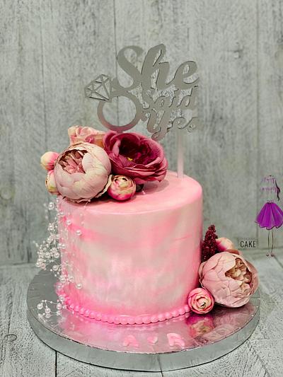 Pink engagement cake🩷🌸 - Cake by Lolodeliciouscake