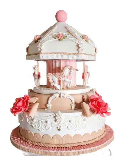 Unicorn carousel cake  - Cake by DenaR
