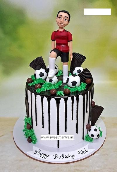 Football theme chocolate drip cake - Cake by Sweet Mantra Homemade Customized Cakes Pune