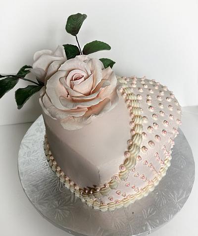 Polka Dot Heart Wedding Cake - Cake by Sandra Smiley