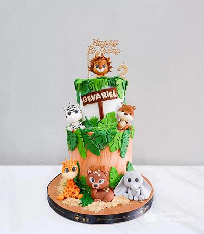 "Jungle Animals" Themed Birthday Cake - Cake by Dapoer Nde