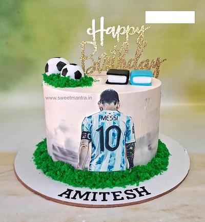 Messi theme cream cake - Cake by Sweet Mantra Homemade Customized Cakes Pune