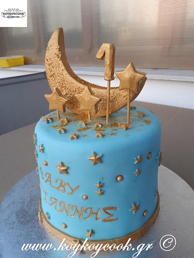 COLDEN MOON AND STARS CAKE FOR HIS FIRST BIRTHDAY - Cake by Rena Kostoglou