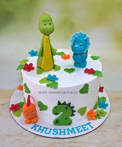 Cute Dinosaurs semi fondant cake - Cake by Sweet Mantra Homemade Customized Cakes Pune