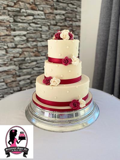 Red and Ivory wedding cake - Cake by Sensational Sugar Art by Sarah Lou