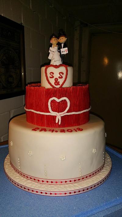Hochzeitstorte in rot-weiss - Cake by Knuffy121