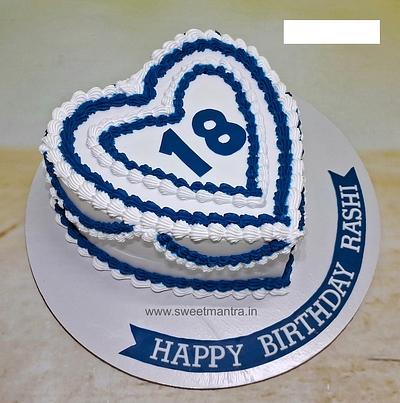 Heart shape cream cake for 18th birthday - Cake by Sweet Mantra Homemade Customized Cakes Pune