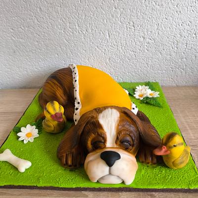 Spring dog with ducks - Cake by Petra