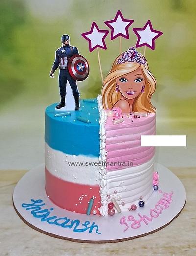 Twin Superhero Barbie cake - Cake by Sweet Mantra Homemade Customized Cakes Pune