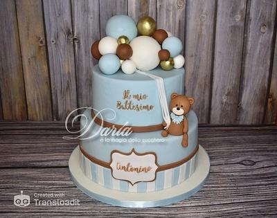 Teddy with balloons baptism cake - Cake by Daria Albanese