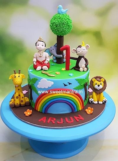 Jungle theme cake with tree - Cake by Sweet Mantra Homemade Customized Cakes Pune