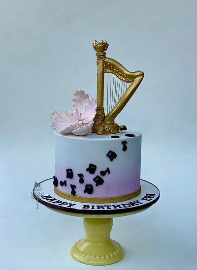 Harp themed cake.  - Cake by Color Drama Cakes
