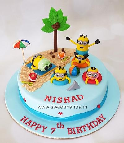 Minions on beach cake - Cake by Sweet Mantra Homemade Customized Cakes Pune