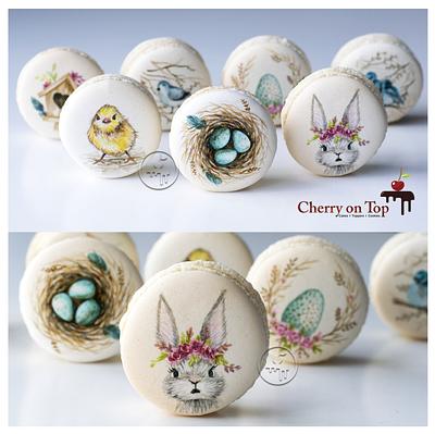 Hand painted Mini Macarons - Cake by Cherry on Top Cakes