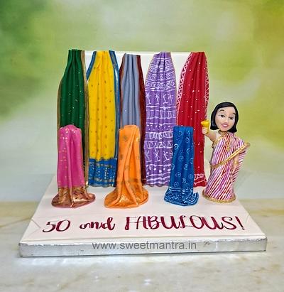 Saree love cake for wife's 50th birthday - Cake by Sweet Mantra Homemade Customized Cakes Pune