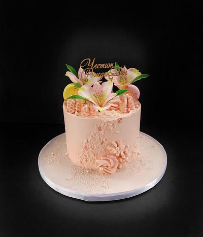 Peach and Alstroemeria color - Cake by Dari Karafizieva