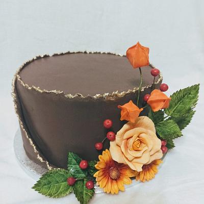 Brown with flowers - Cake by Anka