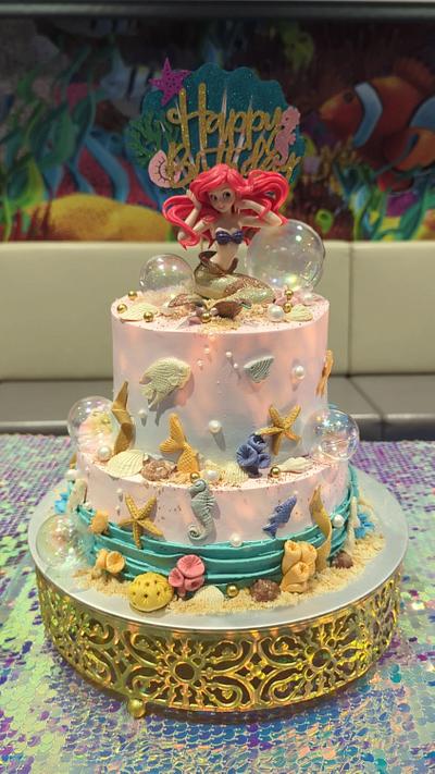 Mermaid theme cake  - Cake by Sugaryaddictions