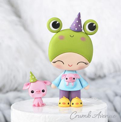 Frog and Piglets Cake Topper - Cake by Crumb Avenue