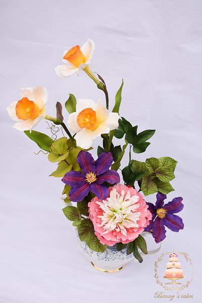 My flowers for World Cancer Day Sugarflowers and Cakes in Bloom collaboration" - Cake by Benny's cakes