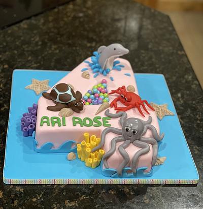 number 4 with sea life - Cake by Cakes For Fun
