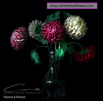 Chrysanthemum Flower Arrangement in Cold Porcelain  - Cake by Christina Wallis Flowers  & Veiners 
