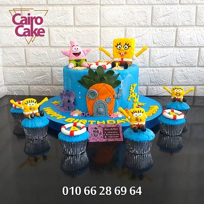 SpongeBob Cake & Cupcakes - Cake by Ahmed - Cairo Cake احلى تورتة