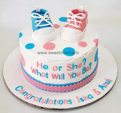 Pink Blue baby shoe cake - Cake by Sweet Mantra Homemade Customized Cakes Pune