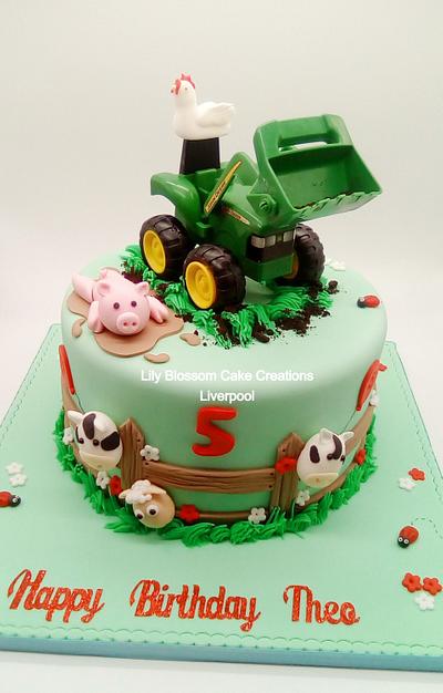 Tractor Farm Cake 5th Birthday - Cake by Lily Blossom Cake Creations